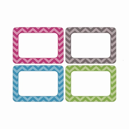 Teacher Created Resources All Grade Self-Adhesive Name Tags, 3.5 x 2.5, Chevron Border Design, Assorted Colors, PK36, 36PK TCR5526